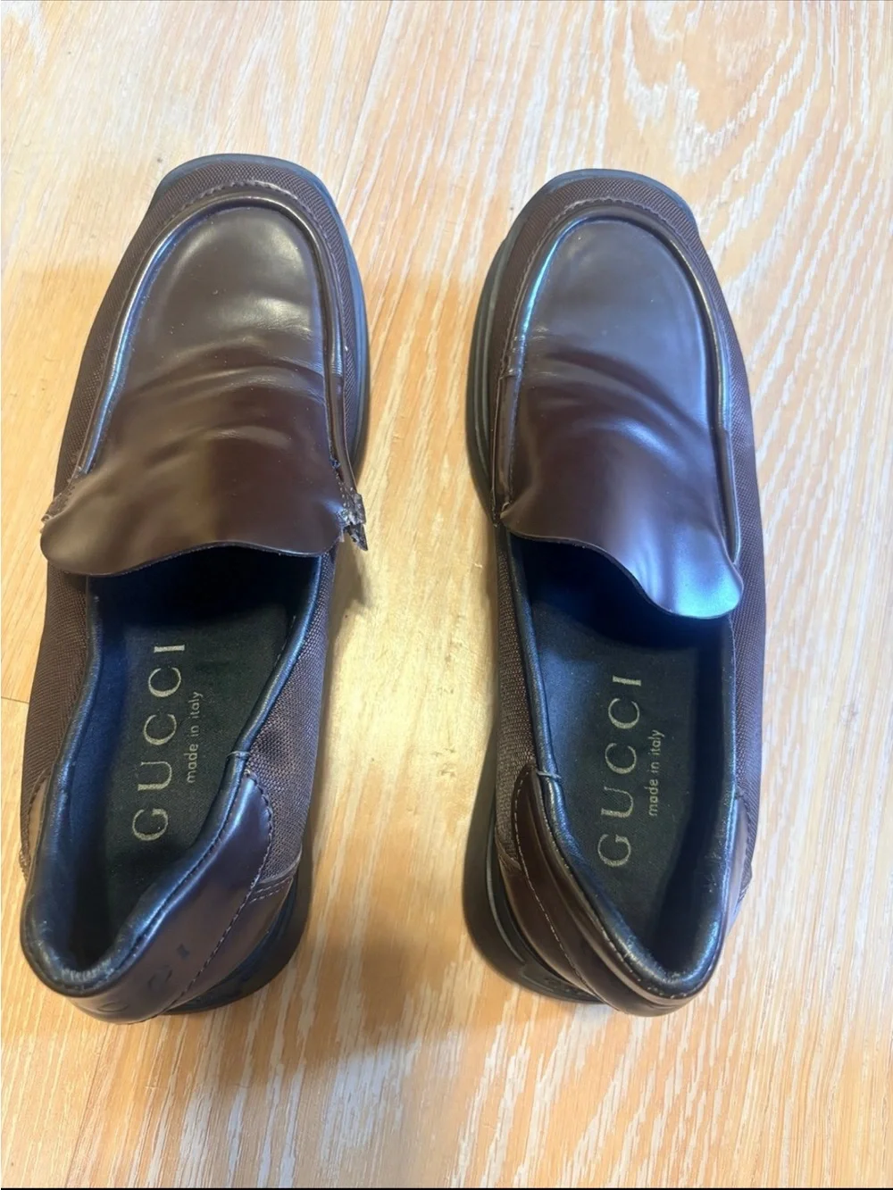 Gucci Men’s Dark Brown Leather Slip-On Loafers